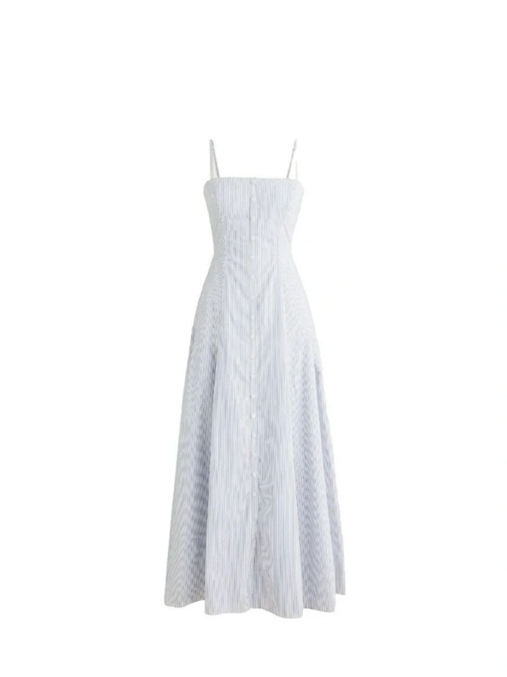 J. CREW Striped Linen Button Front Maxi Dress Coastal Preppy Blue White⁠